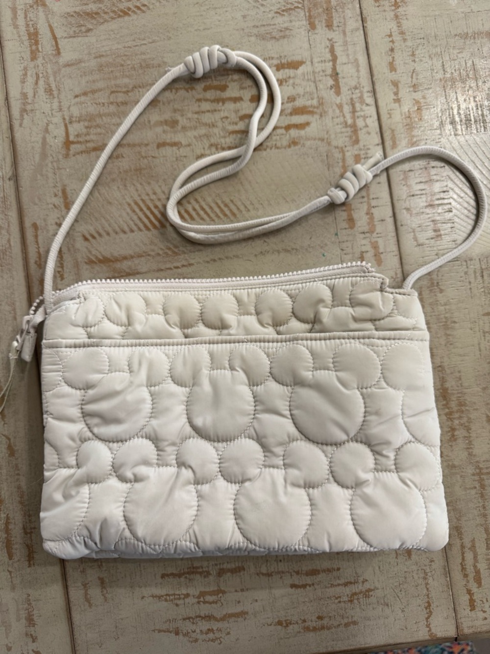 Disney Vera Bradley Cream Color Quilted Crossbody Pouch with Adjustable Strap